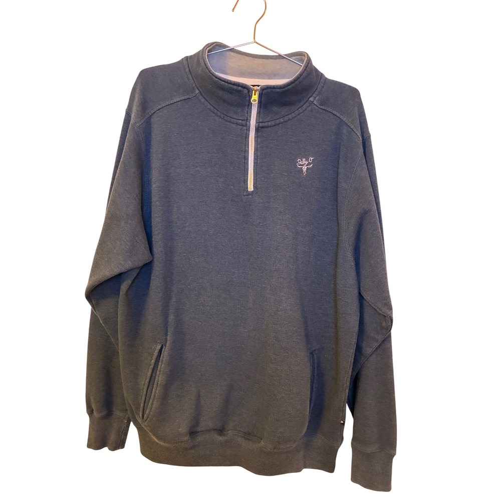 Pennant Dally O Quarter Zip Sweatshirt Charcoal Gray Western Steer Skull Logo